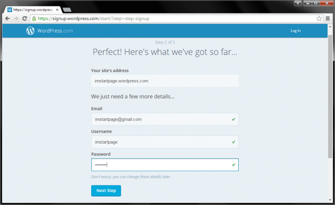 create free blog step 2